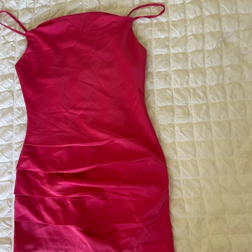 NBD Abra Pink Satin Ruched Mini Dress - Picture 5 of 12